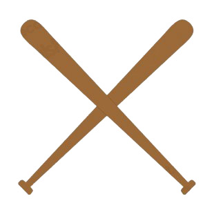Crossed brown baseball bat listed in baseball and softball decals.