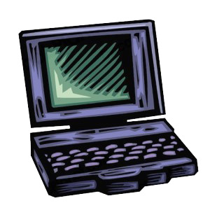 Purple laptop drawing listed in business decals.