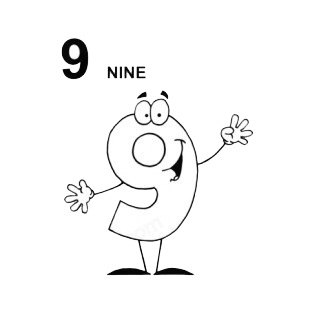 Number 9  nine       listed in characters decals.