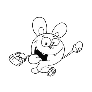 Rabbit holding basket and egg running listed in characters decals.