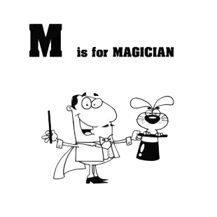 M is for magician      magician with bunny in hat listed in characters decals.