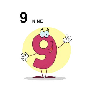 Purple number 9 nine yellow backround listed in characters decals.