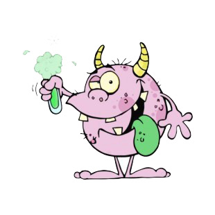 Pink monster creature holding flask listed in characters decals.