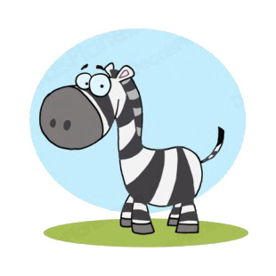 Zebra with blue backround listed in characters decals.