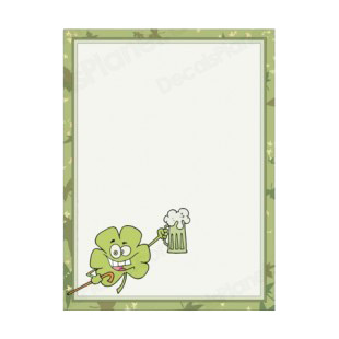 Clover leaf with beer mug and cane green frame and border  listed in characters decals.