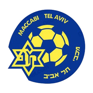 Maccabi Tel Aviv soccer team logo listed in soccer teams decals.