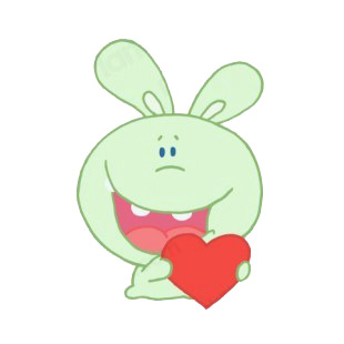 Green rabbit holding heart listed in characters decals.