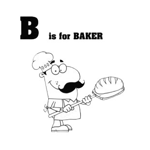Alphabet B is for baker   baker with bread listed in characters decals.