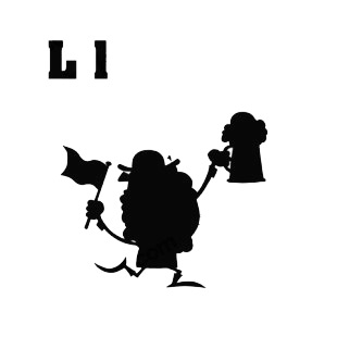 Alphabet L leprechaun with irish flag silhouette listed in characters decals.