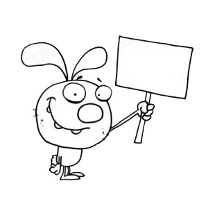 Easter rabbit holding blank sign  listed in characters decals.