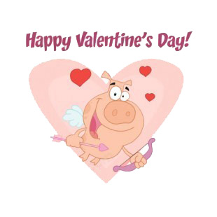 Happy valentine day cupid pig flying with bow and arrow listed in characters decals.