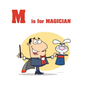 M is for magician magician with bunny in hat  listed in characters decals.
