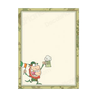 Leprechaun with irish flag green frame and border  listed in characters decals.