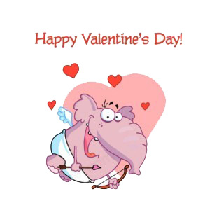 Happy valentine day cupid elephant with bow and arrow  listed in characters decals.
