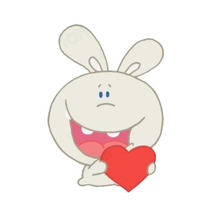 Grey rabbit holding heart  listed in characters decals.