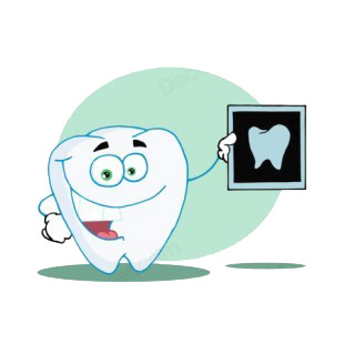 Tooth with x-ray tooth picture blue backround listed in characters decals.