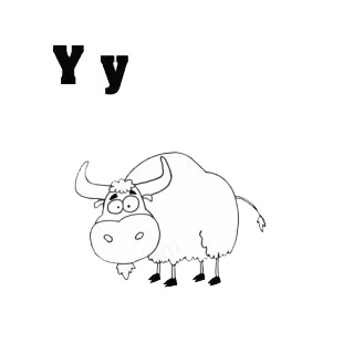 Alphabet Y  yak listed in characters decals.