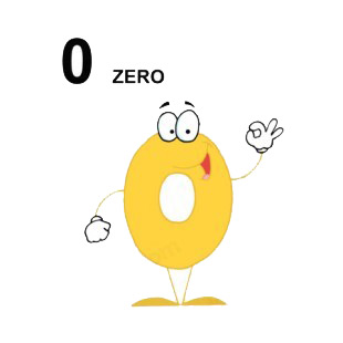 Yellow number 0 zero listed in characters decals.