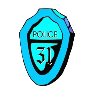 Blue police precinct 31 badge listed in police and fire decals.