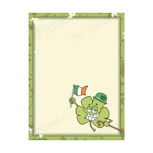Clover leaf with irish flag green frame and border  listed in characters decals.