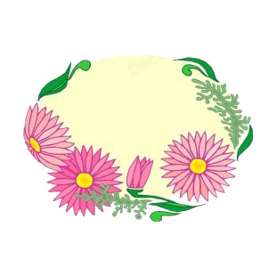 Pink daisies with green leaves backround listed in flowers decals.