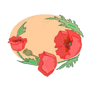 Red flowers with green leaves red backround listed in flowers decals.