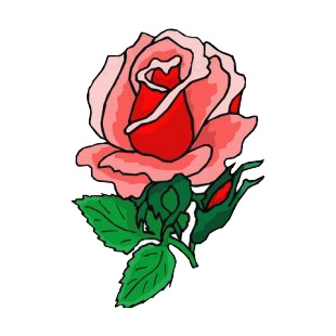 Pink rose with leaves listed in flowers decals.