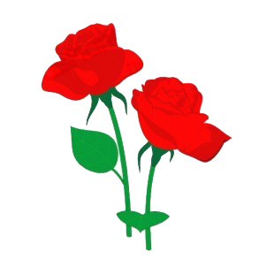 Red roses with leaves listed in flowers decals.