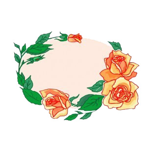 Orange roses with leaves backround listed in flowers decals.