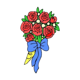 Red roses bouquet with blue buckle listed in flowers decals.