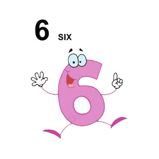 Pink number 6 six listed in characters decals.