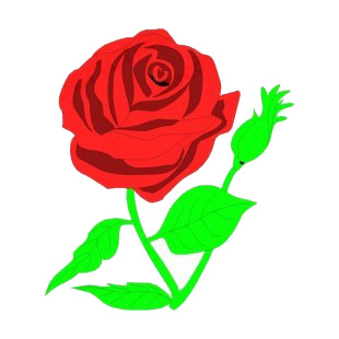 Red rose on twig with leaves listed in flowers decals.