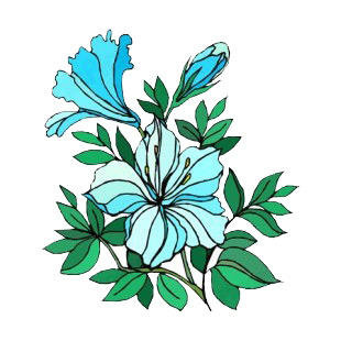 Blue hibiscus with leaves listed in flowers decals.