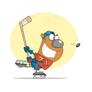 Bear playing hockey listed in characters decals.