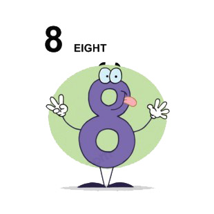 Purple number 8 eight green backround listed in characters decals.