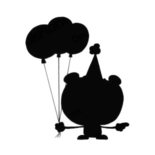 Bear with party hat and balloons silhouette listed in characters decals.