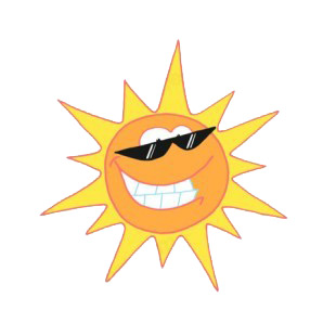 Sun with sunglasses smiling summer listed in characters decals.