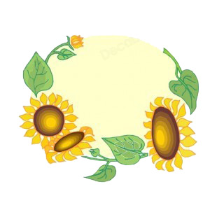 Sunflowers with leaves yellow backround listed in flowers decals.