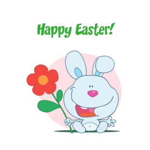 Happy easter blue bunny holding red flower  listed in characters decals.