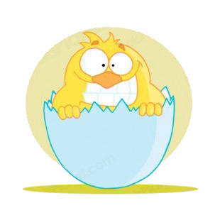 Shy chick in egg yellow backround listed in characters decals.