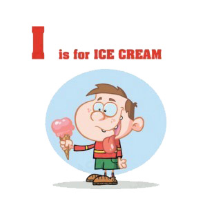 Alphabet I is for ice cream boy with ice cream cone listed in characters decals.
