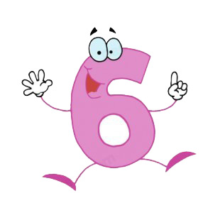 Happy pink number 6 six listed in characters decals.