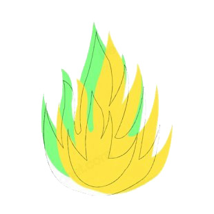 Yellow and green fire drawing listed in police and fire decals.