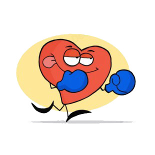 Heart with blue boxing gloves yellow backround listed in characters decals.