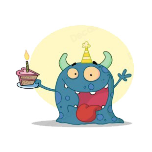 Blue monster celebrating birthday with cake  listed in characters decals.