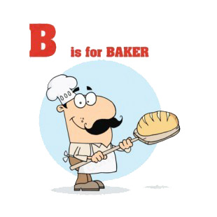 Alphabet B is for baker baker with bread  listed in characters decals.