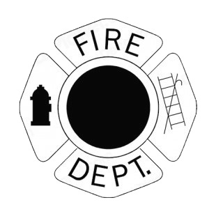 Fire Department badge with symbols listed in police and fire decals.