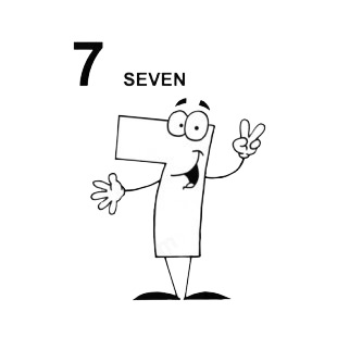 Number 7 seven listed in characters decals.