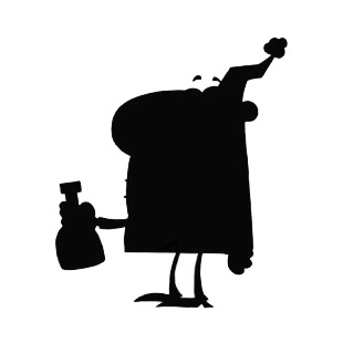 Man with bottle of wine celebrating silhouette listed in characters decals.