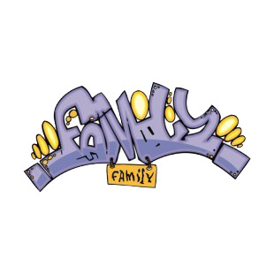 Blue family word graffiti listed in graffiti decals.